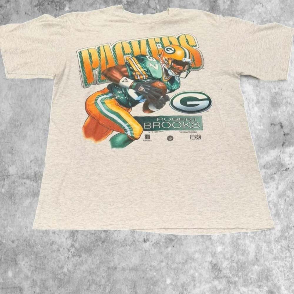 Vintage 1996 Robert Brooks Green Bay Packers Shirt Single Stitch